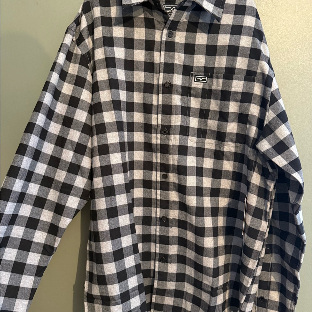 Kimes Ranch Black and White Checkered Flannel Men's Shirt